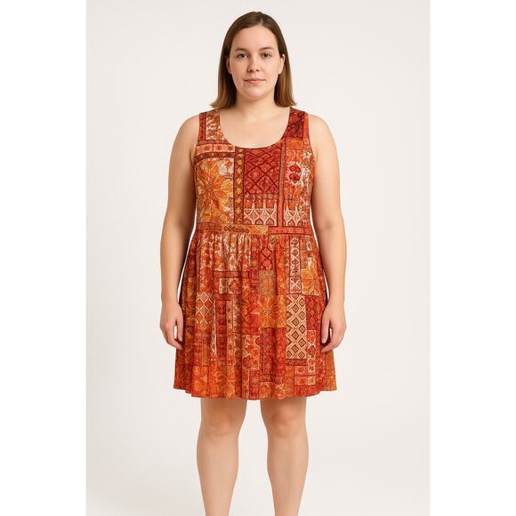 Connected Apparel Women’s Patch-Work Sleeveless Fit-&-Flare Sundress Size 8 - Picture 1 of 6